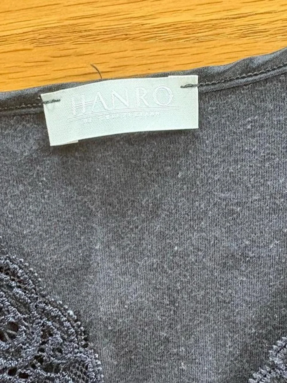 Hanro Moments Cotton Lace Trim Tank Top Small Black Intimates Luxury Seamless